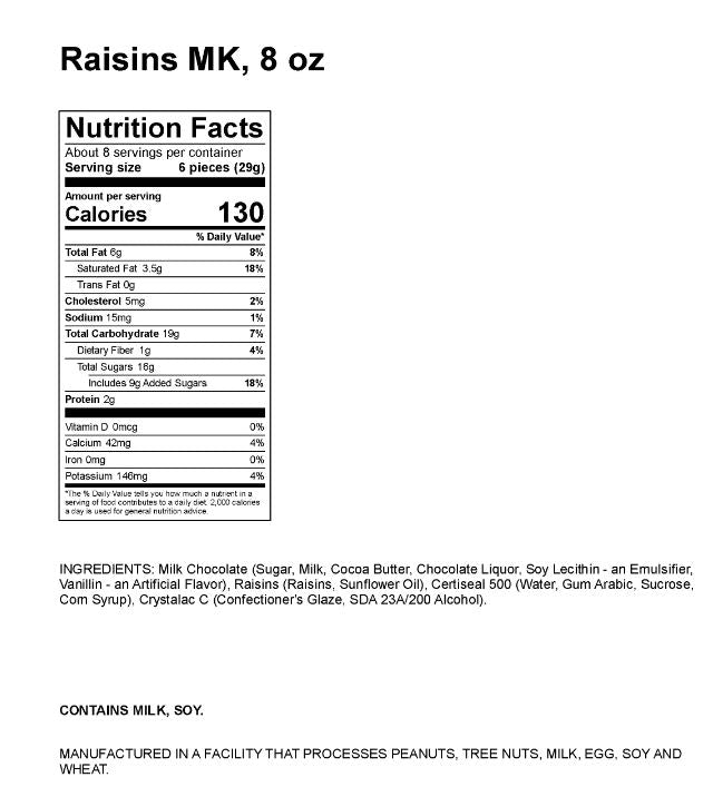 Milk Chocolate-Covered Raisins 8 oz