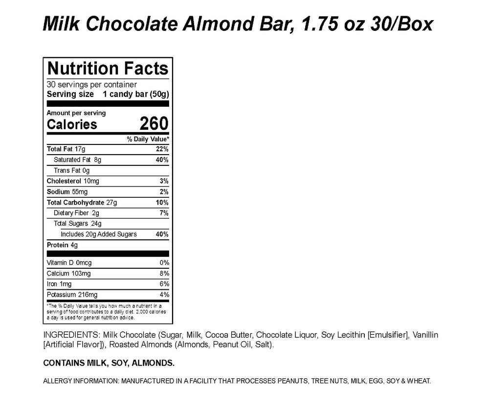 Milk  Almond Bar 30 Box