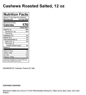 Fresh Roasted Cashews 12oz Bag